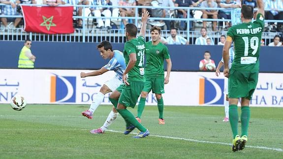 Con este derechazo a la media vuelta marcó Juanmi ante el Levante un gol legal que le fue anulado por error arbitral. 