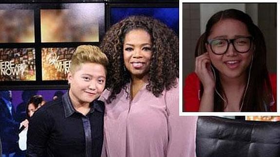 La actriz Charice Pempengco a la izquierda con Oprah. A laderecha en el papel de Sunshine en la serie ‘Glee’.