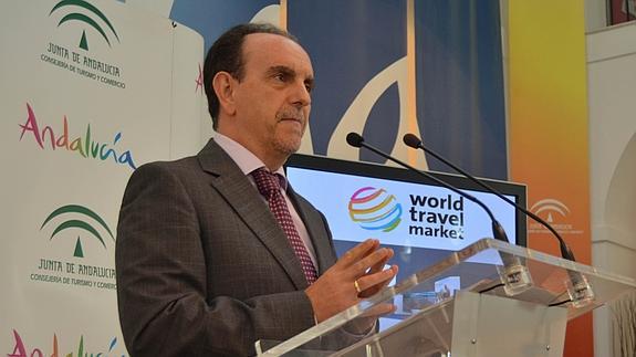 Rafael Rodríguez, durante la presentación de la nueva edición de la WTM, que empieza mañana.