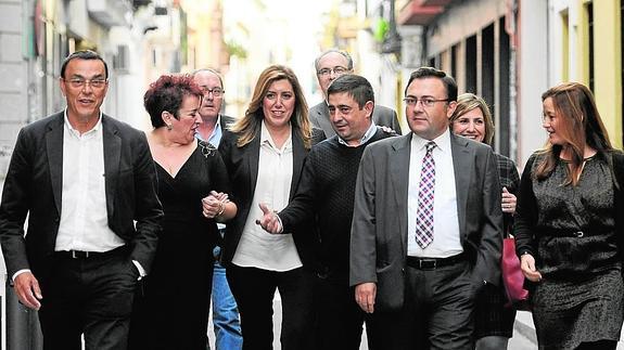 Susana Díaz y los secretarios provinciales del PSOE andaluz.