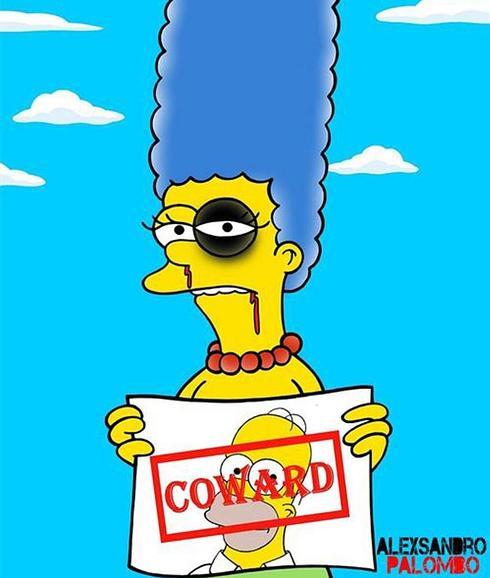 Marge Simpson llama cobarde a Homer tras una paliza