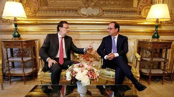 Rajoy y Hollande, esta mañana. 