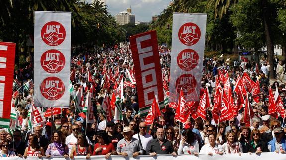 Imagen de archivo de una de las últimas manifestaciones sindicales en Málaga.