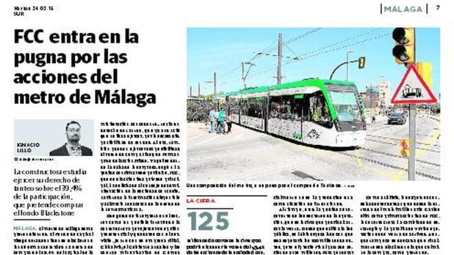 FCCentra en la pugna por las acciones del metro de Málaga