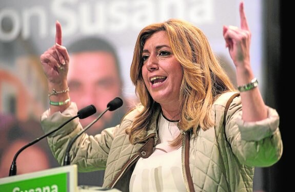 La secretaria general del PSOE de Andalucía y presidenta del Gobierno andaluz, Susana Díaz, ayer en Andújar. 