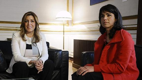 Susana Díaz y Teresa Rodríguez, esta mañana