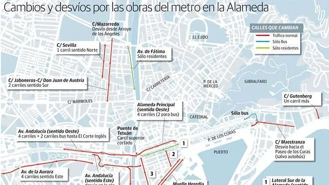 Las obras del metro en el Centro obligarán a cambiar el tráfico en una veintena de calles