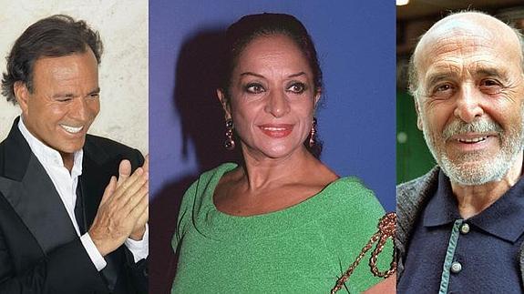 Julio Iglesias, Lola Flores y Jesús Puente. 