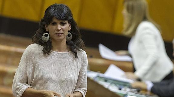Teresa Rodríguez, ayer en el Parlamento 