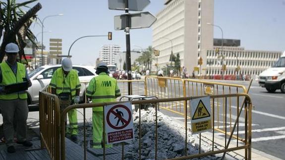 Imagen del inicio de los trabajos, esta mañana. 