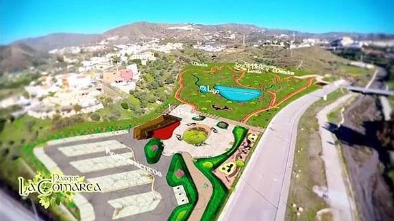 Recreación virtual de cómo sería el parque La Comarca, que se iba a construir en Torre de Benagalbón. 