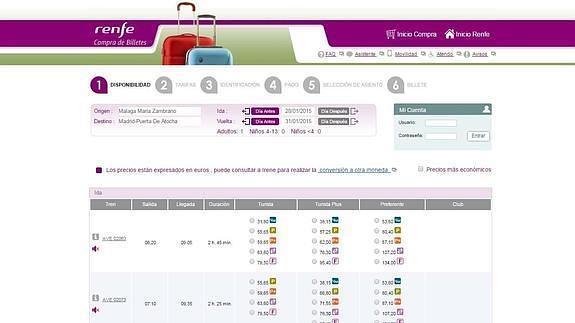 Renfe pone a la venta 100.000 billetes de AVE desde 15 euros hasta después de Navidad