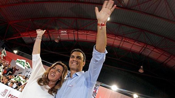 El Secretario General del PSOE, Pedro Sánchez, con Susana Díaz.