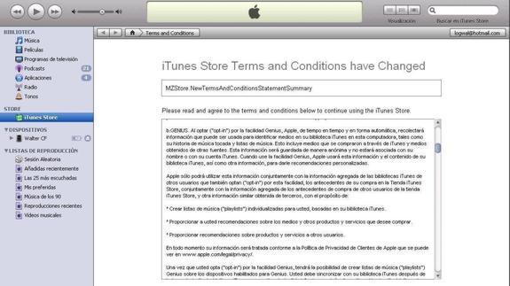 Condiciones de uso de iTunes