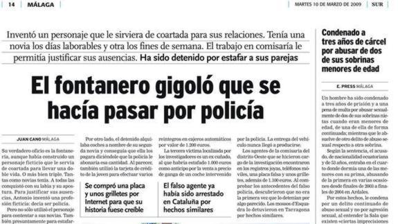 La historia del fontanero gigoló, publicada por SUR en 2009. 