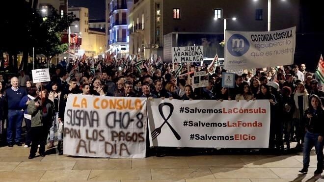 Manifestación por las escuelas de hostelería de Málaga la pasada semana. 