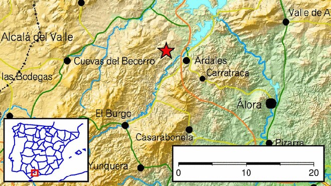 Ardales registra un terremoto de 3,6