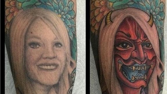 El ejemplo que del amor al odio hay un paso: un hombre convierte el tatuaje de la cara de su exmujer en el diablo