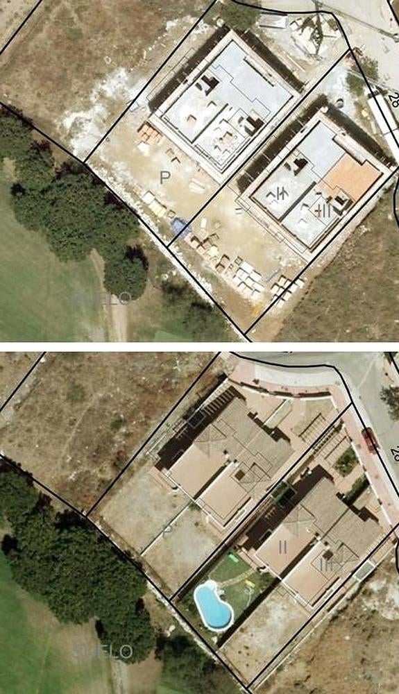 En la primera imagen, foto aérea tomada en 2006; en la segunda, en 2008