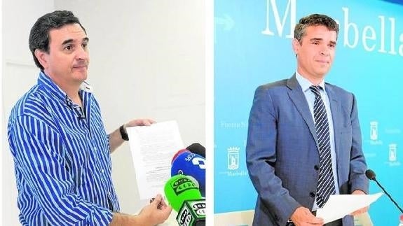 A la izquierda, el edil del PP Félix Romero y a la derecha el alcalde de Marbella, José Bernal. 