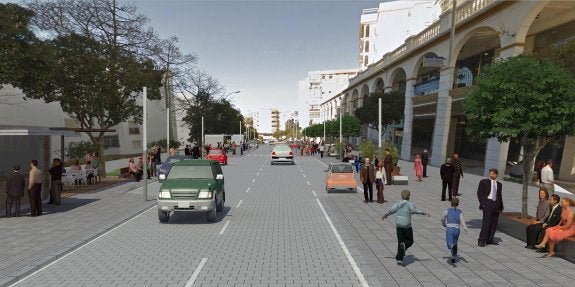 Recreación del aspecto que lucirá la avenida Andalucía tras sus obras. :: L.P.
