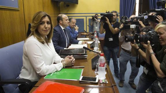 Susana Díaz y Julio Díaz, el pasado 31 de mayo en la comisión de investigación. 