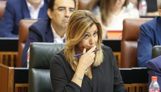 Susana Díaz, durante la sesión de control 