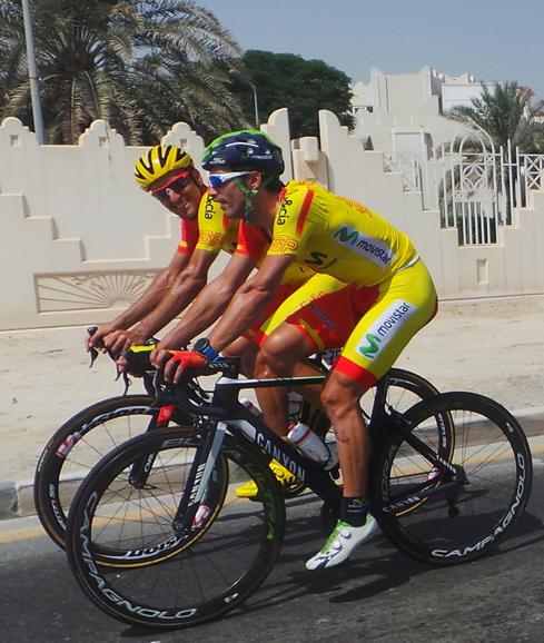 Maté y Ventoso, durante uno de los entrenamientos en Doha. 