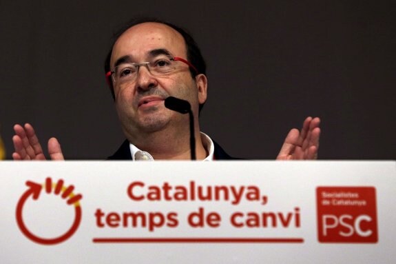  El líder del PSC, Miquel Iceta, en la primera jornada del congreso de los socialistas catalanes. :: efe