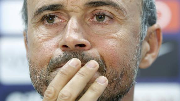 Luis Enrique, durante su comparecencia de ayer. 