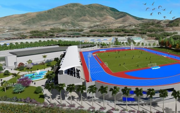 infografía sobre el proyecto de construcción del estadio de atletismo de Estepona. :: L.P.