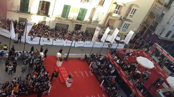 Vista de la alfombra roja del Festival de Cine de Málaga, en el Teatro Cervantes. 