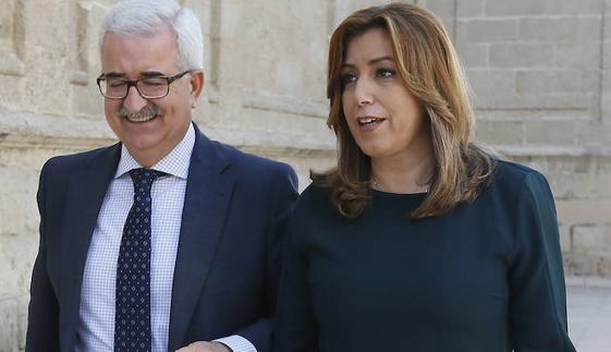 Susana Díaz y Manuel Jiménez Barrios, tras el dictamen final de la comisión de investigación sobre los cursos de formación