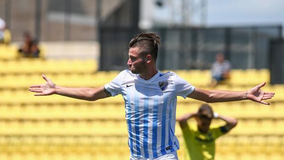 Joel celebra el gol marcado ayer en Villarreal.