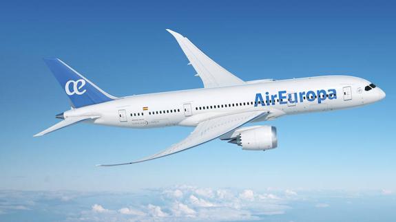 Imagen del Boeing 787-8 Dreamliner con los que Air Europa está renovando su flota de largo recorrido y que cubre el trayecto Miami-Madrid. 