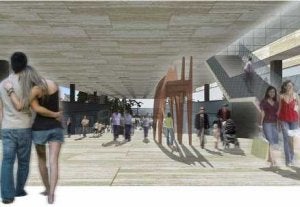 Imagen virtual de la rampa de descenso al muelle bajo el edificio de cien metros de largo. ::
SUR
