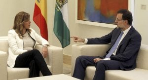 Los presidentes de la Junta de Andalucía y del Gobierno de España, en su reciente entrevista en la Moncloa. ::
EFE