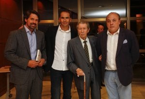 Teodoro León Gross, David Jiménez, Manuel Alcántara y Alfredo Taján, ayer, en el Mupam. ::
ÁLVARO CABRERA