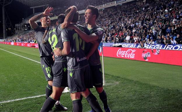 Celebración del segundo gol realista. 