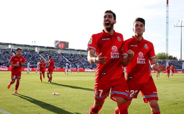 Borja Iglesias, gran referente del ataque del Espanyol, festeja un gol ante el Leganés. 