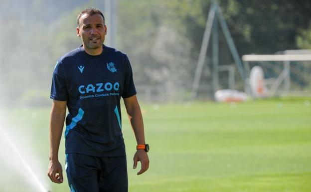 Sergio Francisco en el primer entrenamiento del Sanse esta temporada. 