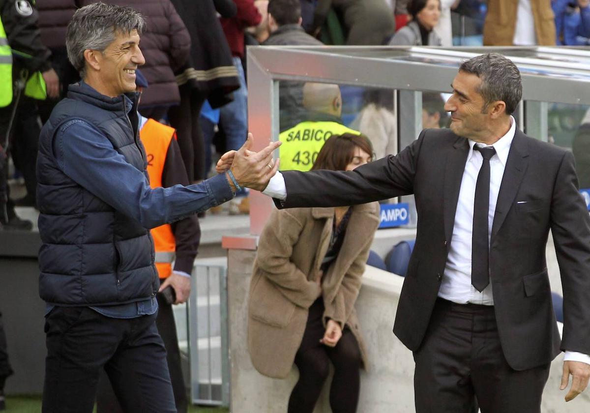 Imanol y Valverde, entrenadores de Real Sociedad y Athletic