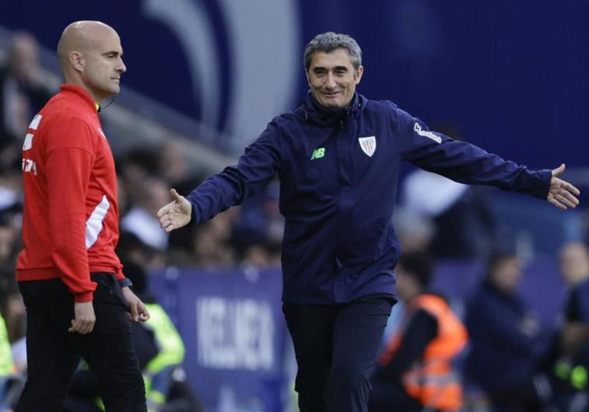 Valverde el sábado en el campo del Espanyol.