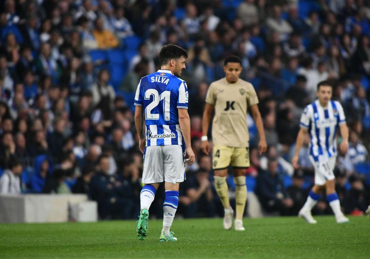 Último baile. David Silva, en su último partido como realista ante el Almería, el 23 de mayo.