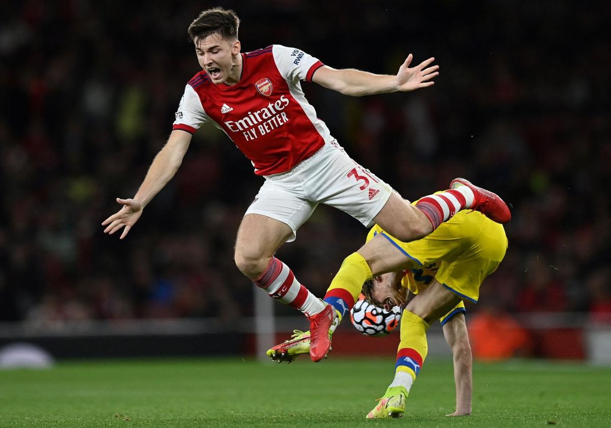 Kieran Tierney, en acción durante un partido entre el Arsenal y el Crystal Palace.