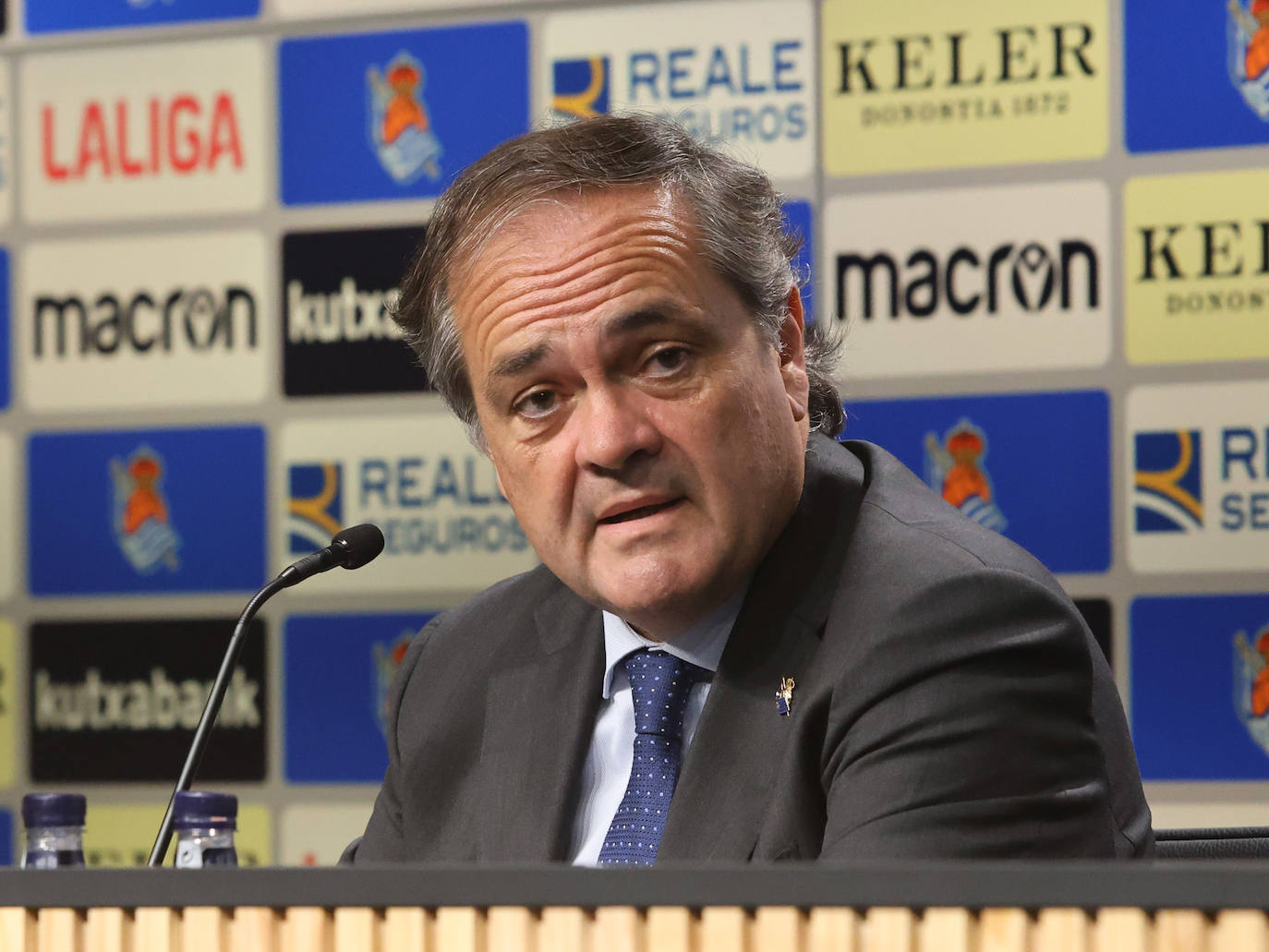 Jokin Aperribay, durante la rueda de prensa de presentación de Kieran Tierney.