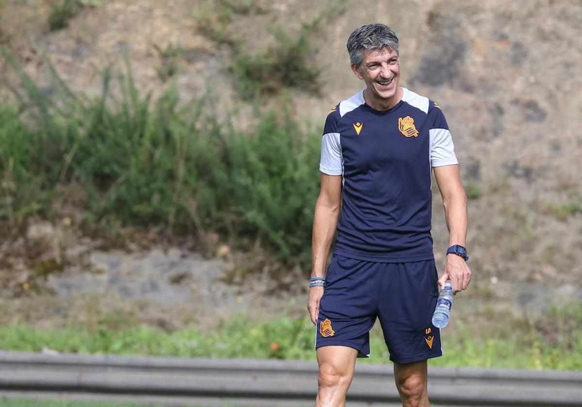 Imanol Alguacil, durante un entrenamiento en Zubieta.
