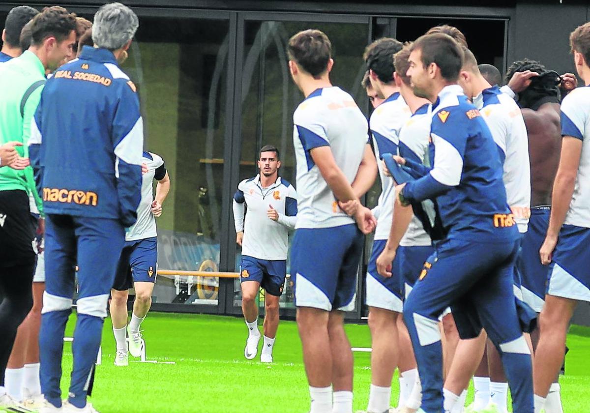 André Silva, en el entrenamiento del viernes en Zubieta.