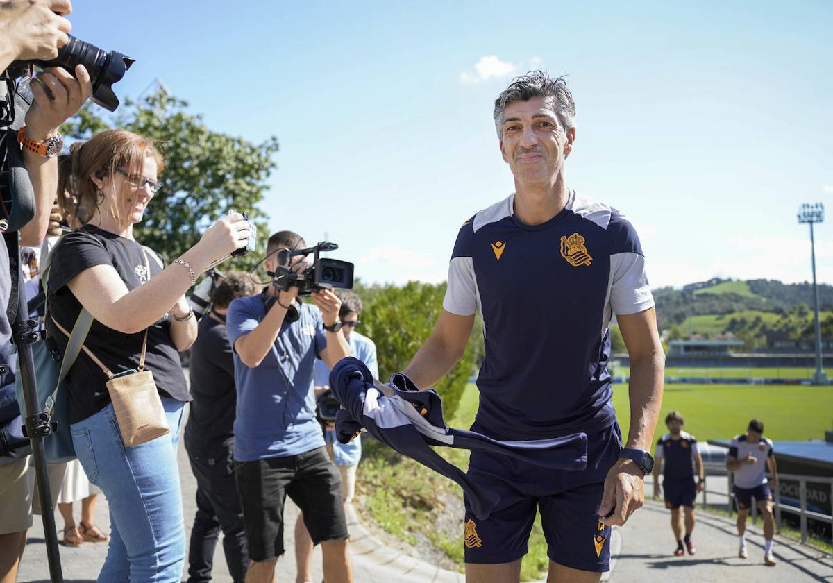 Imanol Alguacil, en los instantes previos de un entrenamiento en Zubieta.