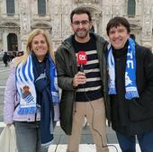 La afición txuri-urdin aterriza en Milán: «Venimos a vivir una noche histórica e inolvidable»
